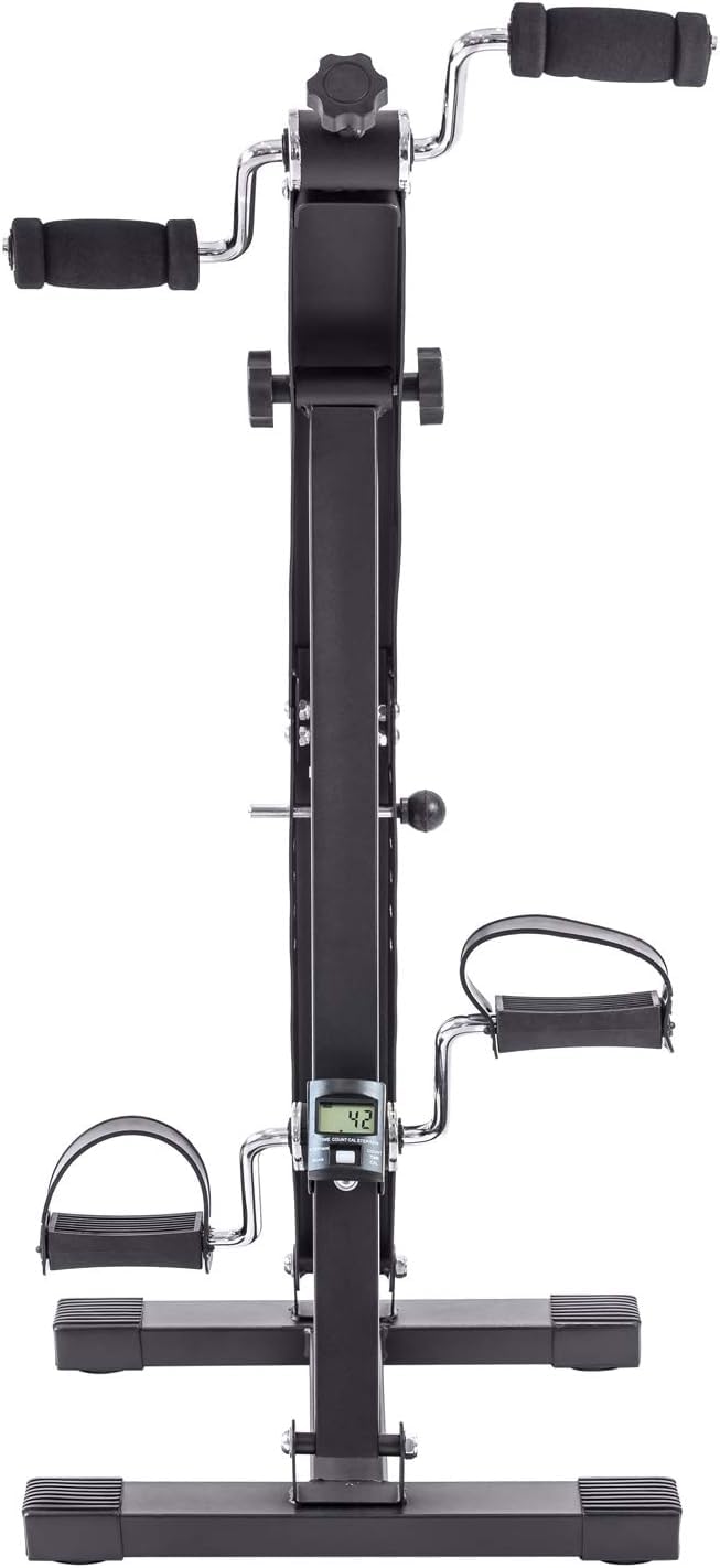 TechFit Mini Bicicleta de Recuperación con Doble Manivela Ajustable, Adecuada para Ejercitar Pies y Brazos, Monitor LCD Incorporado