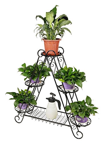 HLC 5 Pots Classic Plant/Flower Stand with Moder Triangle Style Suitable for Indoor and Outdoor