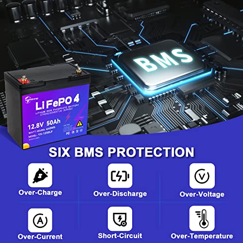 Image of 12V 50Ah Lithium Battery, Rechargeable LiFePO4 Battery with Built-in 50A BMS Board, 5000+ Deep Cycles, Perfect for RV, Solar System, Fishing Boat, Camper and Off Grid Applications