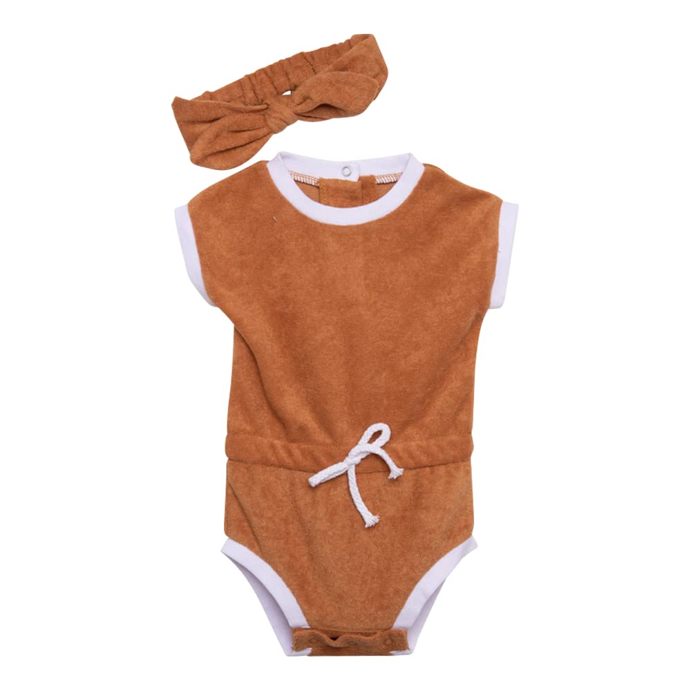 2PC French Terry Romper & Headband Set, Ages 3-24M