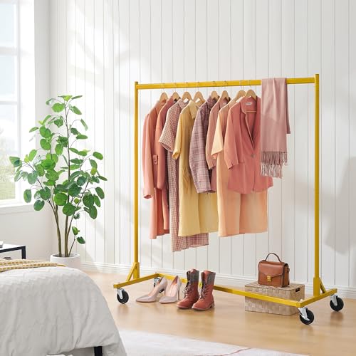 Image of Hoctieon Z Rack, Rolling Clothes Racks with Z-Base, Heavy Duty Garment Rack, Clothing Racks for Hanging Clothes, Sturdy Metal Hanging Holder, Clothes Organizer Rack, Gold