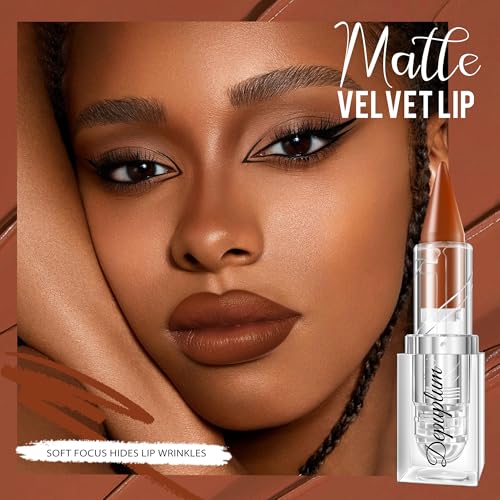 Image of Depuplum Brown Lipstick Gradient Matte Lip Liner Combo for Women