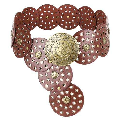 Western Belts for Women Wide Belts Country Concert Outfits Disc Belt Cowgirl Boho Leather Belt for Jeans Dress