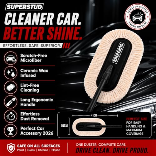 Image of SUPERSTUD AUTOX Pro Duster - Car Duster Microfiber Brush Long | Lint-Free & Scratch-Free | Wax Coating for 3xPerformance | Car Accessories 2026 | (1Pcs)