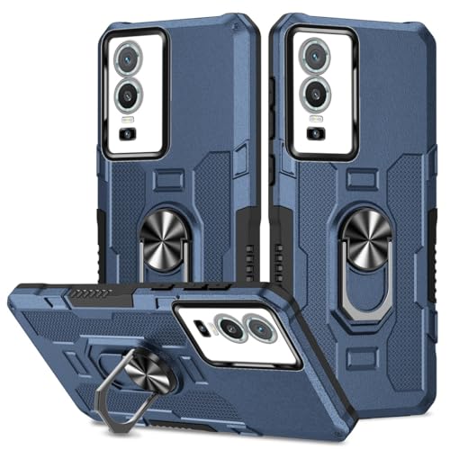 Coque Vivo Y76 5G antichoc bleue avec support anneau pour streaming et trajets quotidiens