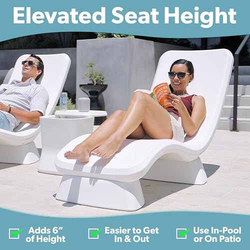 Image of Coast Modern in Pool Lounge Chair - Waterproof & Weighted Chaise Lounger - Outdoor Pool Furniture for Patio or in Baja Shelf