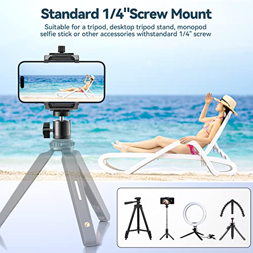 Kdd Cell Phone Tripod Mount Adapter With Ball Head, 360° Rotating Phone Holder Stand For Tripod With Cold Shoe, Smartphone Clamp Mount For Iphone 14 13 12 Pro Max Mini, Samsung, Selfie Stick (4.7-10") #TOP7