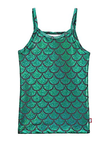 Image of Made in USA Girls Cami Spaghetti Strap Tee Tshirt Fun Colorful Metallic Shiny Mermain Print Tank Top f