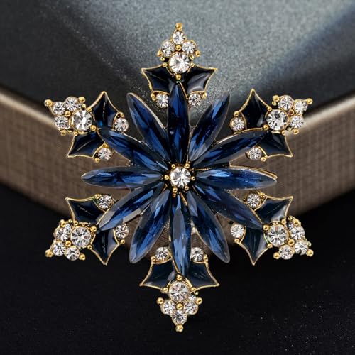Image of Rhinestone Flower Brooch Pin for Women Red Black Purple Flower Broochs Pin Hat Christmas Brooch Jewelry