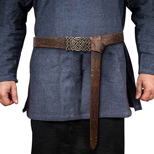 GelConnie Viking Leather Belt - Ren Faire & Medieval Mens Wide PU Leather Belt with Renaissance Leather Ring2