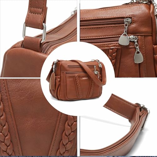 Image of Womens Purses and Handbags Ladies Pocketbooks Soft Leather Crossbody Bags for Women Multi-Pocket Shoulder Bag