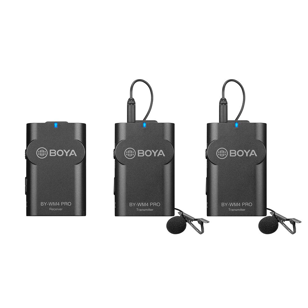 Boya Anself By Wm4 Pro K2 Portable 2.4G Wireless Microphone Systemdual Transmitters + One Receiver With Hard Case For Dslr Camera Camcorder Smartphone Pc Tablet Sound Audio Recording Interview, Black