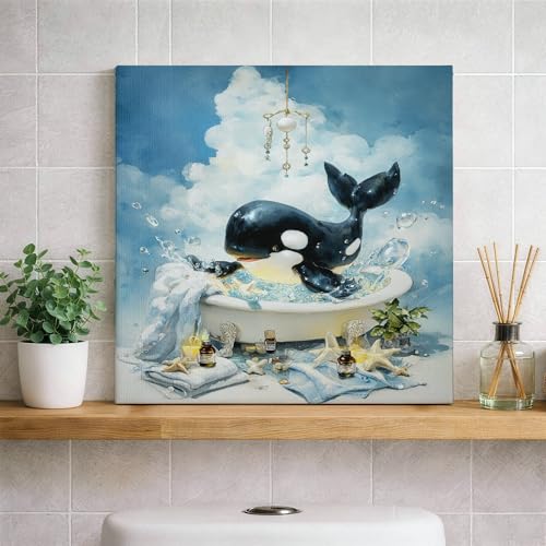 Lienzo de ballena para baño aburrido: renueva tu decoración con arte marino de 12"