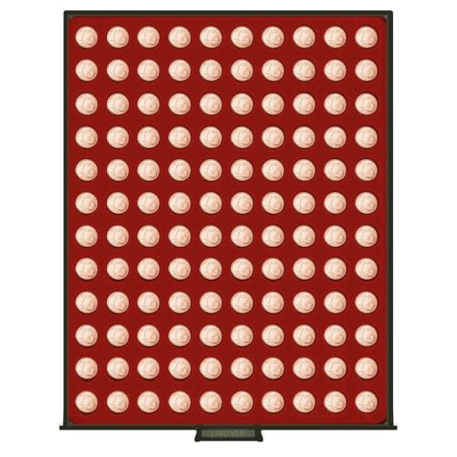 Box monnaies FUMÉ LINDNER 120 alvéoles ronds 16,5 mm médaillier de rangement pour numismatique