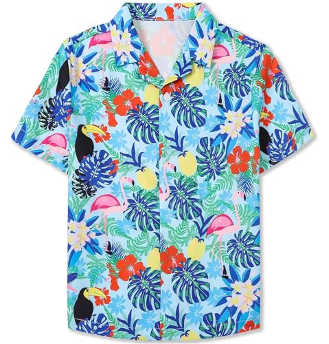 Image of SANGTREE Girls & Women's Hawaiian Shirts Button Down Short Sleeve Floral Tropical Shirt Beach Vacation Blouse Tops