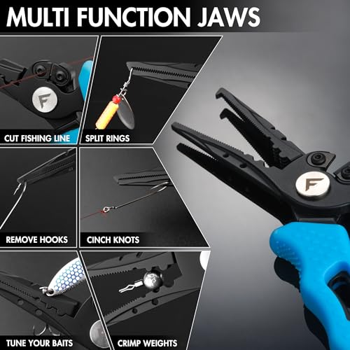 FLISSA Alicate de pesca de 18 cm, alicate de peixe de aço inoxidável 420, alicate de pesca resistent