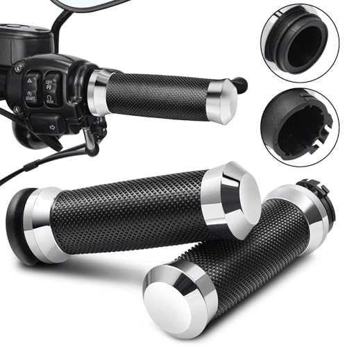Benlari 1' Motorcycle Hand Grips Handlebar Grips Cable Throttle Handgrips Fit for Harley VRSC/XL/Dyna/Softail/Touring Models,Fits for Harley ’02-’17 VRSC, ’96+ XL, ’08-’13 XR,’95-’15 Softail
