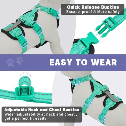 Image of Cat Harness for Walking, Escape Proof Cat Harness and Leash Set with Reflective Strip, Adjustable Cat Leash Breathable Soft Vest for Small to Large Cats, Green, S