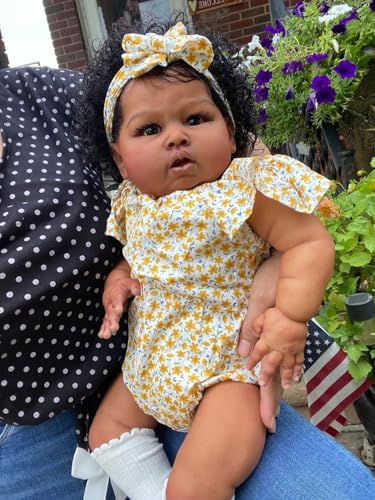 Muñeca Reborn Bebé Negro Realista 24 pulgadas miniatura 5