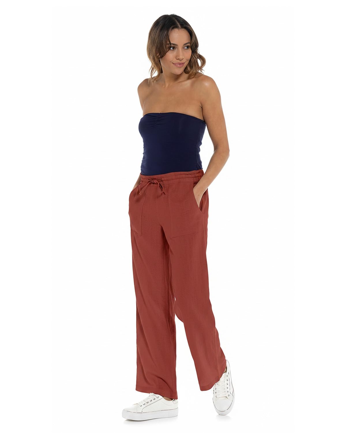 Slumber Hut Ladies Linen Trousers LN580A Rust 18