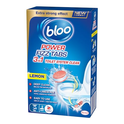 Bloo Power Fizz Tabs Anti-Limescale Drain Deep Toilet Cleaning Lemon 8 x 22.5g