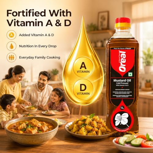 Image of Oreal Organic Kacchi Ghani Mustard Oil, 1L (Pack of 3)