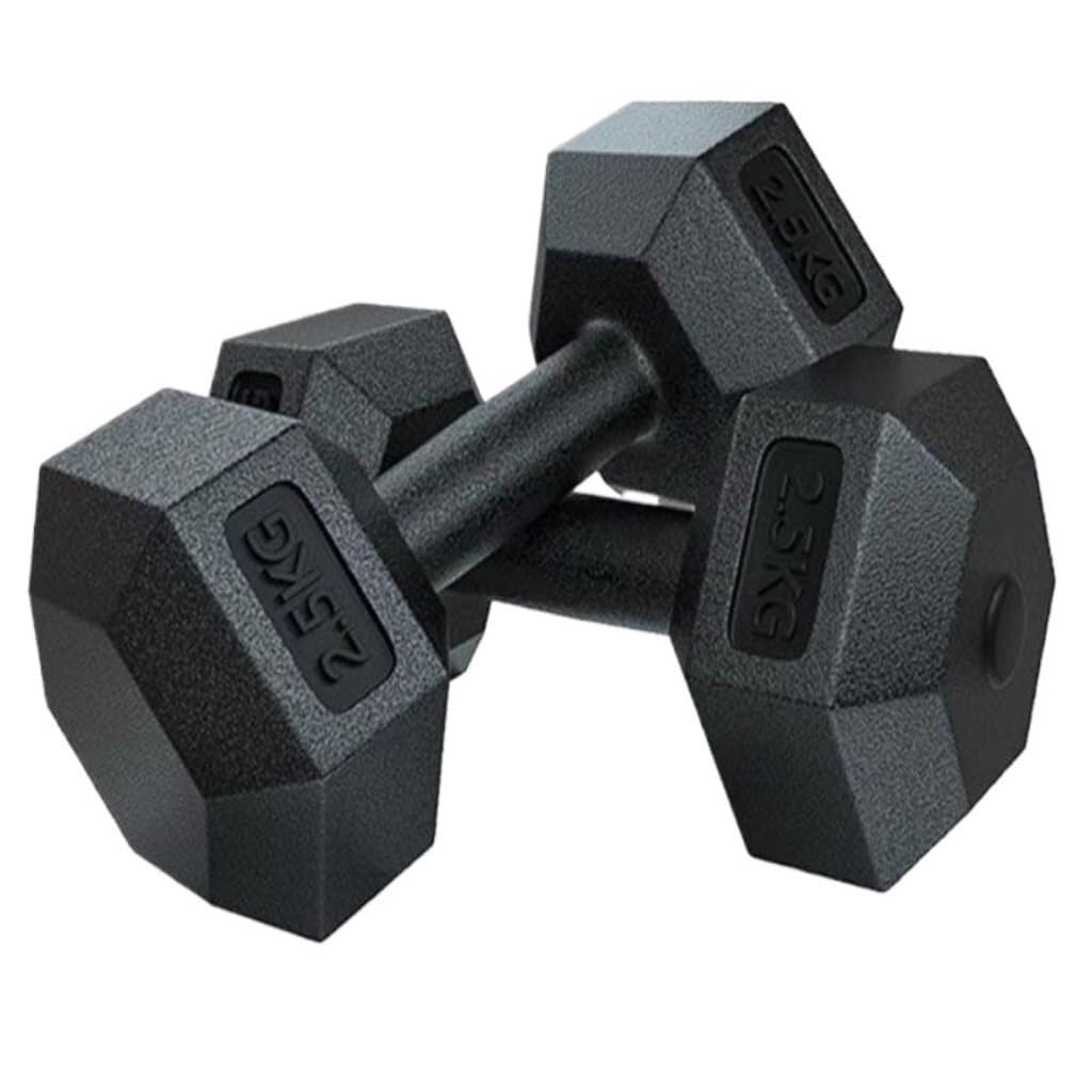 Rubber-Coated Hexagonal Dumbbells Set for Home Gym Solid Cast Arm Full Body Training Non-Slip Grip Available in Multiple