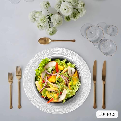 100 Platos Cargadores Plateados 13 Pulgadas Plástico miniatura 4