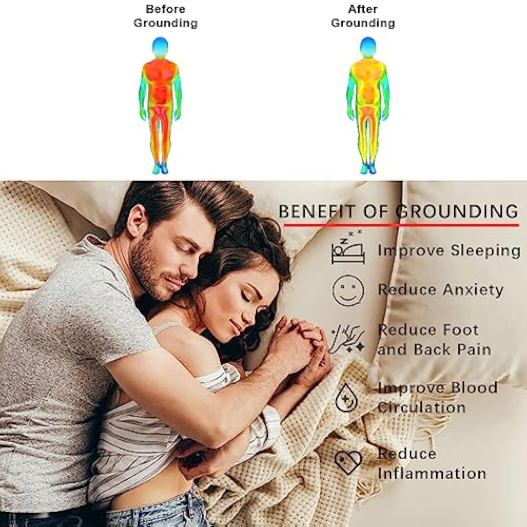 Grounding Pillowcase with Grounding Cord