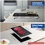 Glaskeramikkochfeld 2 Platten, AMZCHEF Kochfeld 2 Platten 3200W mit 9 Leistungsstufen, gleichmäßige Erwärmung, effizienter, Sicherheitsverriegelung, 1-99min Timer, für alle Töpfe und Pfannen – Bild 4