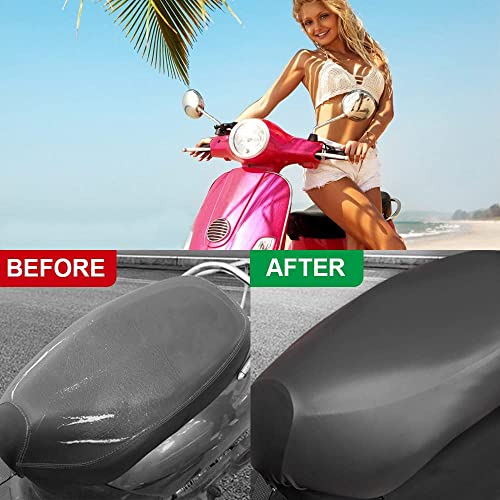 ANCLLO 2PCS Motorcycle Seat Cover Universal Waterdicht Zonnebrandcrème Scooter Zacht Leer Scooter Seat Cover Protector Met Wagic Sticky Tape Design Voor Alle Seizoenen Universeel (Zwart) - Image 8