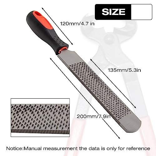 Image of MDEOOSKY 12.5 Inches Horseshoe File, Horseshoe File with Rubber Handle, Double-Sided Hoof Rasp File, Farrier Supplies Tool for Repair Horse Hooves, Goat Hooves, Cow Hooves and Wood Working