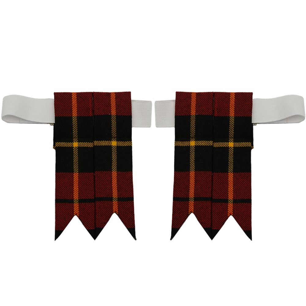 The Scotland Kilt Company Men's Wallace Kilt Sock Flashes In - Polyviscose Wool - Adjustable Durable Scottish Garters With Buckle Adjuster - One Size