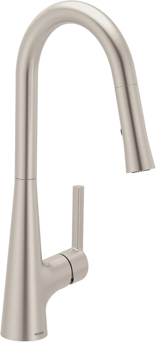 Grifo de cocina abatible Moen Ronan Spot Resist de acero inoxidable con varilla giratoriaControl™ y tecnología Power Clean™ 87918SRS