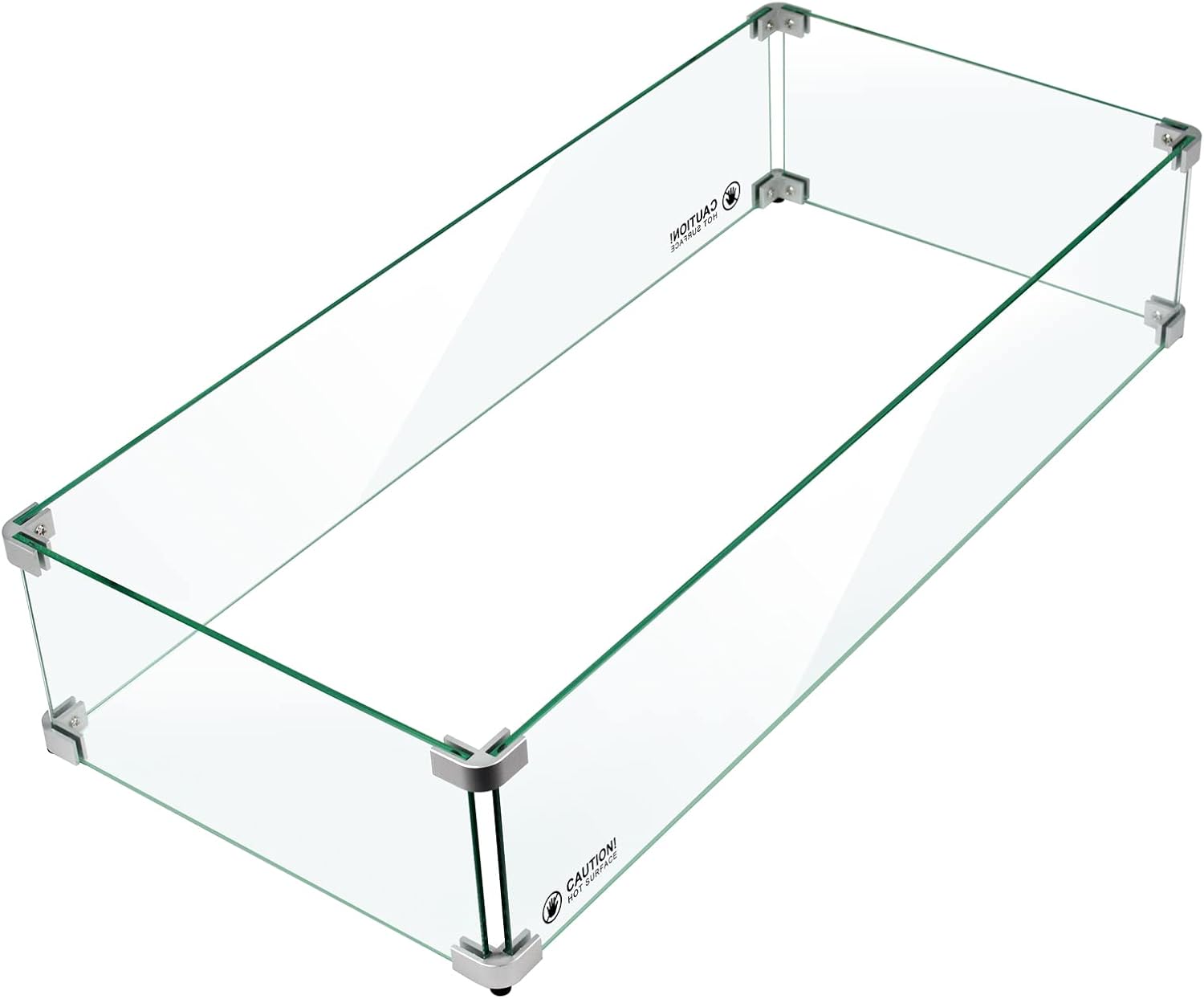 Holy Fire 35.5 L x 15.5 x 6 Rectangle Fire Pit Glass Wind Guard Clear Tempered Glass Flame Protective Pane Wind Resistant - Fits 30”x10 Fire Pit Burner Pan