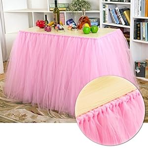 Venkaite Tüll Tischrock Rosa 91,5x80cm