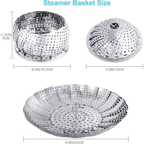 Image of Fuelbyte Vegetable Steamer Basket - Premium Stainless Steel Steamer for Kitchen | Momos Maker Steamer | Folding Expandable Steamer for Vegetables | Vegetable Steamer for Cooking