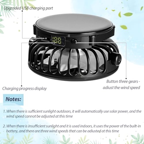 Image of Solar Fan Hat Men and Women Sun Visor Wide Brim Cooling Hat for Outdoor Summer Camping Beach Fishing, USB & Solar Powered