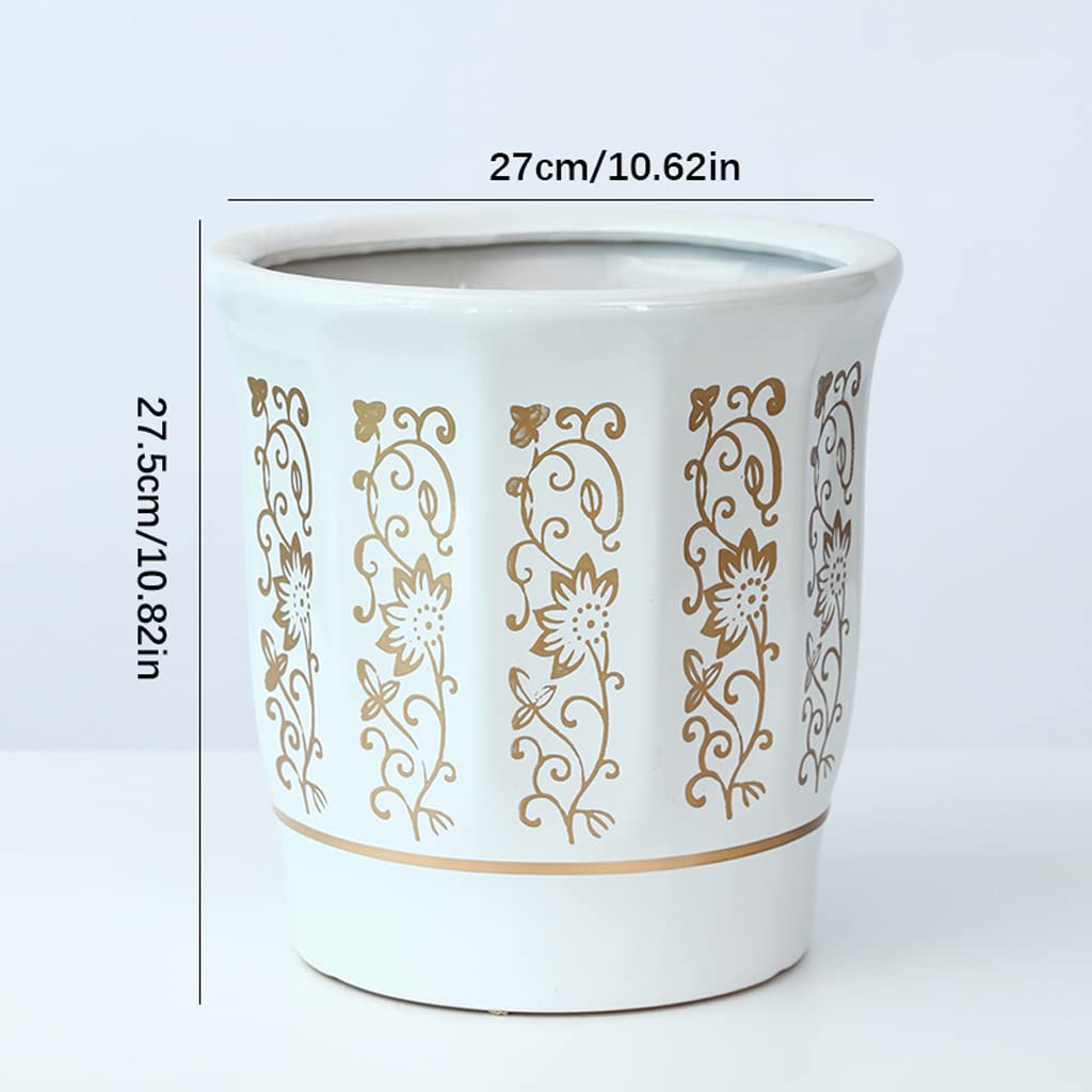 Vasi da Giardino Fioriere in Ceramica a rombo, Vaso per Piante da Interno Moderno da 10/13/15 Pollici con Foro di drenaggio e Vassoio, Motivo Platino