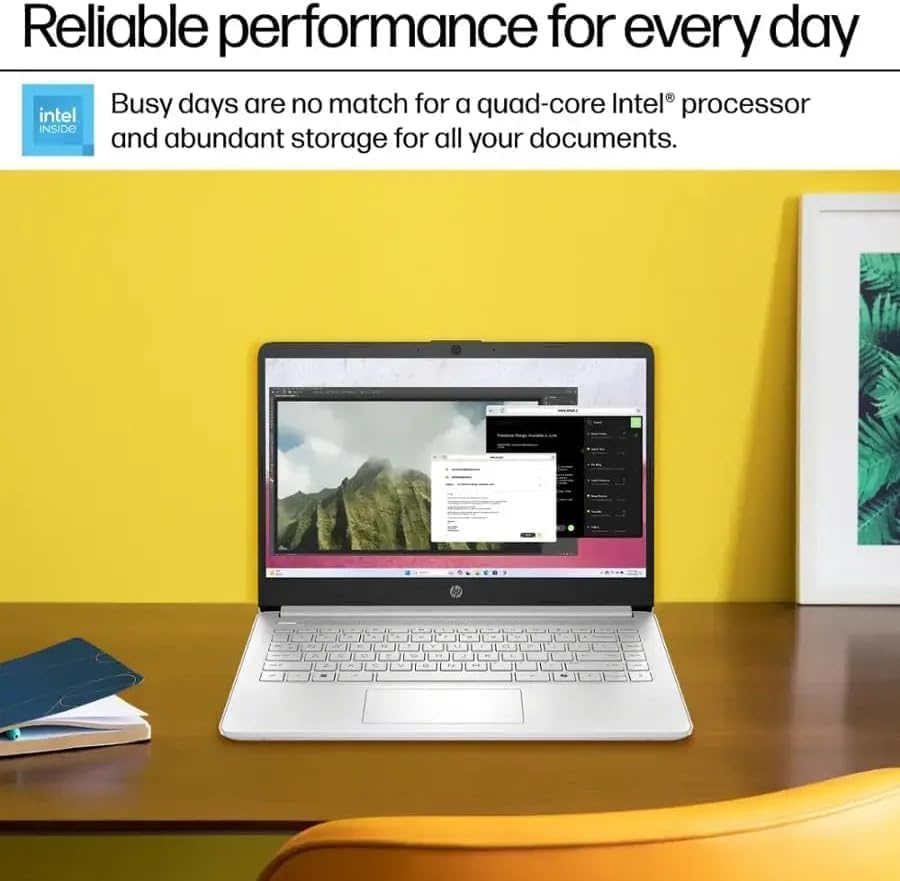 HP 14" Lightweight Laptop - Intel Quad-Core N150 (Up to 3.6 GHz), 16 GB RAM, 128 GB UFS + 256 GB MSD, Wi-Fi 6, Long Battery Life, HDMI, USB-C, HD Webcam, Students & Business, Copilot, Windows 11 Pro 16 GB RAM| 384 GB Storage Natural Silver image 4 of 9 B0FKGZZVKJ