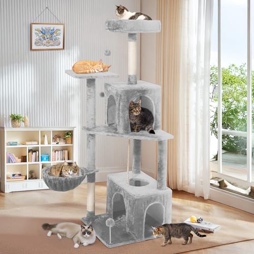 Torre para Gatos 54 Pulgadas con Hamaca y Rascadores miniatura 7