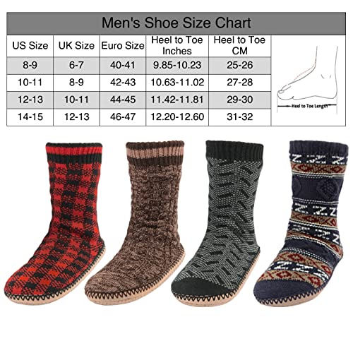 Cozylook Mens Slipper Socks Fleece Lined Non-Slip Soles, Winter Soft Thick Cozy Home Boots, Warm Fuzzy House Shoes Indoor #TOP5