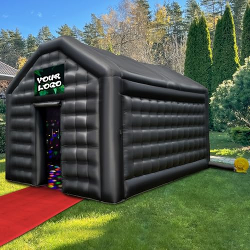WARSUN 16.5x13x11.5Ft Small Inflatable Nightclub with Blower Black Inflatable Night Club Party Tent for Birthday Wedding Raves Dance Floor Yard Party Rental Business