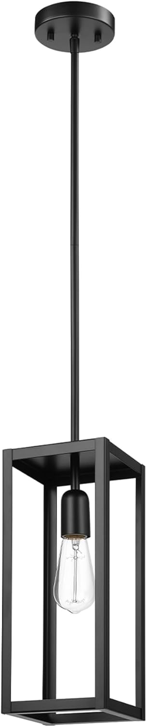 Globe-Electric 67000150 1-Light Pendant Light Fixture, Matte Black, Dining Room Fixture, Kitchen Island Lighting, Contemporary, Living Room Pendant Light, Hanging Lights for Bedroom