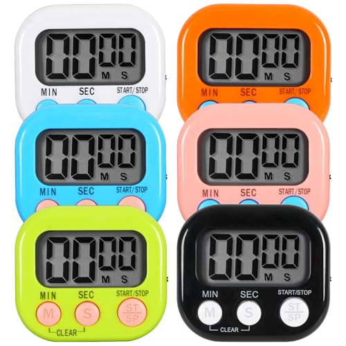 6 Pack Multi-Function Electronic Timer, Learning Management, Suitable for Kitchen, Study, Work...