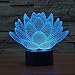 Wosports 3D iLLusion Night Light 7 Colors Changing Table Desk Deco Lamp Bedroom Children Room Decorative Night Light (Lotus Flower)