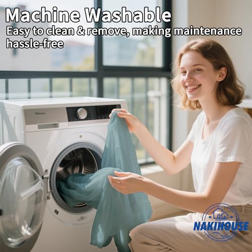 NAKIHOUSE Voile Curtain, 63 Drop Net Curtains Light Filtering Window Treatment Sheer & Drapes Slot Top Blue-Grey Sheer Curtains for Bedroom/Nursery Room 52" x 63", 2 Panels - Image 7