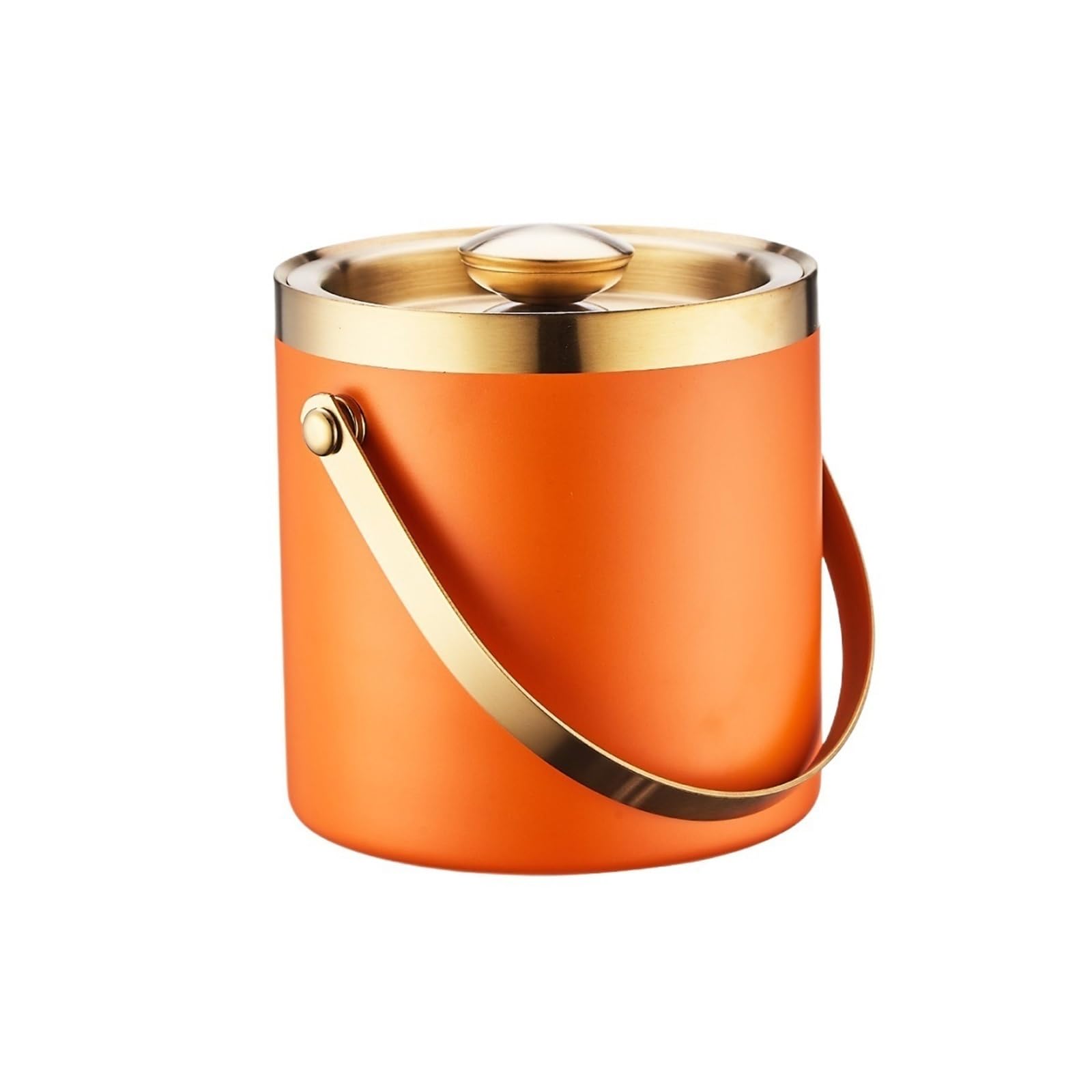 drinks bucket Thickened Double-layer Stainless Steel Ice Bucket With Lid Multi-purpose Bar Party Champagne(Orange)