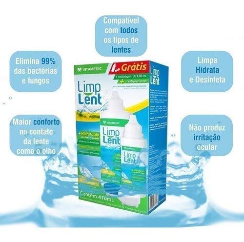 Limp Lent solução para Lentes 350ml + 120ml e estojo porta lentes de contato