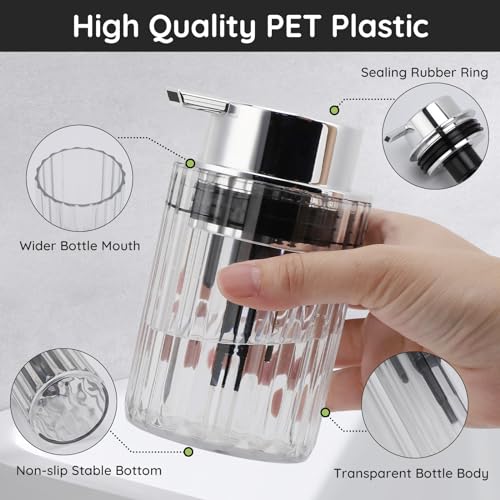 Image of Segbeauty Clear Foaming Soap Dispenser, 2 Pack 10.1oz Refillable Plastic Hand Soap Lotion Dispenser Set, 300ml Bathroom Soap Dispenser Wide Mouth Foaming Pump Bottle Foam Soap Dispenser for Kitchen